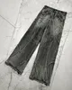 Y2K Джинсы с кисточками Мужские черные серые потертые джинсы в готическом стиле Уличная трендовая одежда для подростков Ретро Свободные широкие брюки 240126