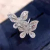 Anneaux de cluster Ventfille 925 Sterling Silver Butterfly Zircon Bague pour femmes Girl Cadeau Brillant Sexy Banquet Bijoux Drop