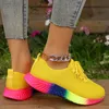 Lucyever Fashion Rainbow Bottom Sneaker Vrouwen Ademend Mesh Tennis Vrouwelijke Gebreide Antislip Loopschoenen Plus Size 43 240124