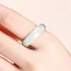 Klusterringar Natural Myanmar Class A Oil Green Jade Jewelry Gemstone Ring For Men Jewellery Emerald Stone