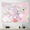 Tapestries Japanese Anime Girl Pink Tapestry Cute Wall Hanging Kawaii Y2K Aesthetic Room Decor Home Bedroom Dorm Decoration 75x58cm