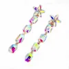 1020PiarsLot coloré verre strass longues boucles d'oreilles pour femmes goutte d'eau en forme de bijoux accessoires cadeaux de fête 240124