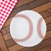 Ensembles de vaisselle 24 paquets d'assiettes de baseball 9 pouces et 7 tables à manger en verre à thème rond pour 4 personnes