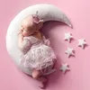 Bebé posando almohada nacido accesorios de pografía sombrero lindo frijoles coloridos luna estrellas po conjunto de tiro para regalos infantiles 240127