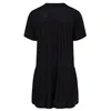 Plus Size Summer Elegant Longline Smock Shirt Women Short Sleeve Black Casual Tiered Blouse Large Size Loose Black Shirt 6XL 7XL 240126