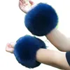 Qearlstar 100% High Quality Women Faux Fur Cuffs Elastic Arms Warmer Plush Thick Wristband Female Fur Oversleeve Hand Ring240125