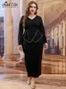 Plus Größe Kleider Hinzufügen Elegante Split Zurück Für Frauen 2024 Herbst V-ausschnitt Asymmetrische Weibliche Sexy Taille Luxus Bodycon Kleid b949