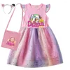 Flickklänningar Diana och Roma Show Costume Kids Summer Casual Baby Girls Sweet Lace Princess Dress Toddler Birthday Party Vestidos