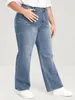 Plus Size Wide Leg Jeans for Women High Waist Straight Fitting Women Jeans Stretchy Full Length 100 Kgs 175 Cms Tall Denim Jeans 240202