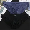 Underbyxor 2st Solid Mens Ice Silk Briefs Underwear Big Size M-4XL snabb torr manlig sömlös nylonbyxor plus