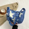 Akşam çantaları kadın tuval messenger çantası çok yönlü y2k hobo ayarlanabilir kayış crossbody sling pentagram satchel öğrenci kitabı