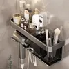 Support de sèche-cheveux en alliage d'aluminium, organisateur de rangement de salle de bains, étagère murale de salle de bains sans perçage, berceau de sèche-cheveux 240202