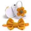 Sandals 2pcs/set Summer Lovely Flower Soft Soled Casual Headband Born Cute Kids Baby Girl Hairbands Anti-Slip Shoes 0-18M