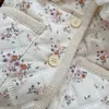 Vestes automne hiver fille enfants Plus velours épaissir dentelle Lotus col manteau bébé imprimé fleuri haut écossais enfant coton