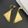 Mode Europe Top qualité en laiton plaqué or 24 carats boucles d'oreilles Triangle femme Design marque charme Boutique bijoux tendances 240125