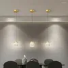 Lampes suspendues Lustre en cuivre moderne de luxe acrylique chevet suspendu lumière or noir droplight salle à manger cuisine salon décor lampe