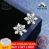 أقراط مسمار ypay 925 Sterling Silver Snowflown Snowload Zircon Simple Sweet Small for Women Wedding Complement Jewelry