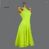 Stage Wear Professional Yellow Latin Dance Dress Long Skirt Sport Costume Ballroom Practice Formal Cocktail Party Outdoor Sexy Cha