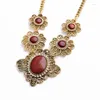 Choker trendig professionell design smycken harts zink legering guld färg retro graverad blomma röd stenhalsband