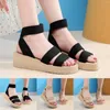 Sandals Fashion Spring And Summer Women Thick Bottom Wedge Heel Elastic Band Slip On With Arch Support For