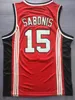 Mens Vintage Arvydas Sabonis 15# CCCP TEAM RUSLAND basketbaltrui rood 240122