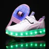 Children Luminous Wheels Sneakers Fashion Flashing Roller Skate Shoes Boys Girls USB Charging LED Outdoor Street Shoes240129