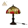 Table Lamps Stained Glass Lamp Led Light Bedside Study Pastoral Living Room Bar Lights Christmas Home Desk