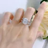 Cluster Rings SpringLady 925 Sterling Silver 9 11mm High Carbon Diamond Radiant Cut For Women Party Fine Jewelry