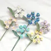 Decorative Flowers Knit Flower Tulips Fake Bouquet Wedding Christmas Decoration Hand-woven Home Decorate Knitting Mother's Day Gift