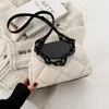 Skolväskor 2024 Hit Winter Pu Leather Padded Quilted Women's Designer Tote Bag Handbag Chain Shoulder Crossbody