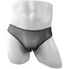 Underpants Sexy Men's Briefs Thong Sheer Mesh Breathable Bikini Underwear Comfortable U Convex Pouch High Elastic Tanga Slip