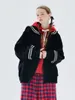 Kvinnorjackor Imakokoni2024 Autumn och Winter Warm Velvet Multi-Velvet Zipper Black Coat Cardigan 234293