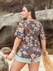 Womens Plus Size Loose Blouse Printed Pattern Decoration Womens Top Womens Plus Size Loose Shirt 240126