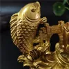 Ouro chinês feng shui buda estátuas mão esculpida escultura animais estatuetas de peixes artesanato ornamentos decoração para casa acessórios 240202