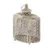 Candle Holders DecMode 2 Holder Beige Metal Decorative Lantern With Intricate Scroll Work Set Of