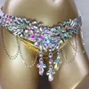 Stage Wear Rave Outfits Festival Roupas Desempenho Mulheres Handmade Grânulos Samba Carnaval Bra Belly Dance Costume