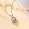 Chains Personalized Design Pendant Necklace Women's Anniversary Accessories Heart Shaped Purple Zirconia Unique Mother's Day Gift