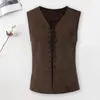 Mäns västar Slim Fit Vest Vintage Pirate Medieval Lace Up V Neck Sleeveless Tank Top för Cosplay Halloween Party Role Play Men