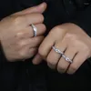 Pierścienie klastrowe 925 srebrne srebrne wesele otwarte regulowane proste geometryczne markizowy kształt oka mikro preporys błyszczącego sześciennego cyrkonu pierścień