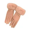 Fashion Women Gloves Autumn Winter Cute Furry Warm Mitts Full Finger Mittens Female Outdoor Sport Cycling Gloves German velvet gloves