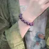 Strand 1PC Natural Purple Bodhi Root Beaded Bracelet Buddhist Beads Rosary Carved Lucky Jewelry Unisex Gifts