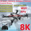 Drones 8K Cámara dual HD Wifi FPV RC Drone 360 Roll Smart Evitando obstáculos Trayectoria Vuelo Modo sin cabeza Control remoto Quadcopter YQ240213