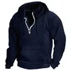 Herrtröjor huvtröja kvart zip hooded vanlig sport utomhus daglig svett skjorta tröjor bulk mens pullover