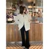 UNXX Fashion Chic Chic Vintage Tweed Woolen Coat Coat Women Autumn Single Single Tassel Office Outwear Blazer 240202