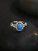 Cluster Rings Pure 925 Silver Women's Ring Inlaid With Natural Blue Opal And Zircon Fashion Versatile Design