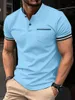 Herenpolo's Zomer Revers Top Polo Shir Stolid Kleur Shirt Korte mouwen Casual Mode Met Zak Voor Heren