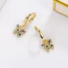 100% 14K Gold Natural Diamond Earring for Women Aros Mujer Oreja Pure Gemstone Jewellry Females 240125