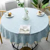 Plaid Cotton Linen Round Tablecloth Wedding el Banquet Cloth Table cover Indoor Dining Room Kitchen Outdoor Decoration 240127