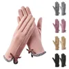 Berets Womens Autumn Winter Comfy Butterfly Bow Fleeced Windproof Warm Touchscreen Gloves For Cycling And Driving Mittens