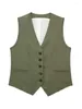 Women's Vests TRAF Women Fashion Front Button Linen Waistcoat Vintage V Neck Sleeveless Female Outerwear Chic Vest Tops